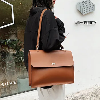 

Fresh Korean Style Women Leather Shoulder Bags A4 Document Bag Casual Big Perfect Quality Women Messenger Bags