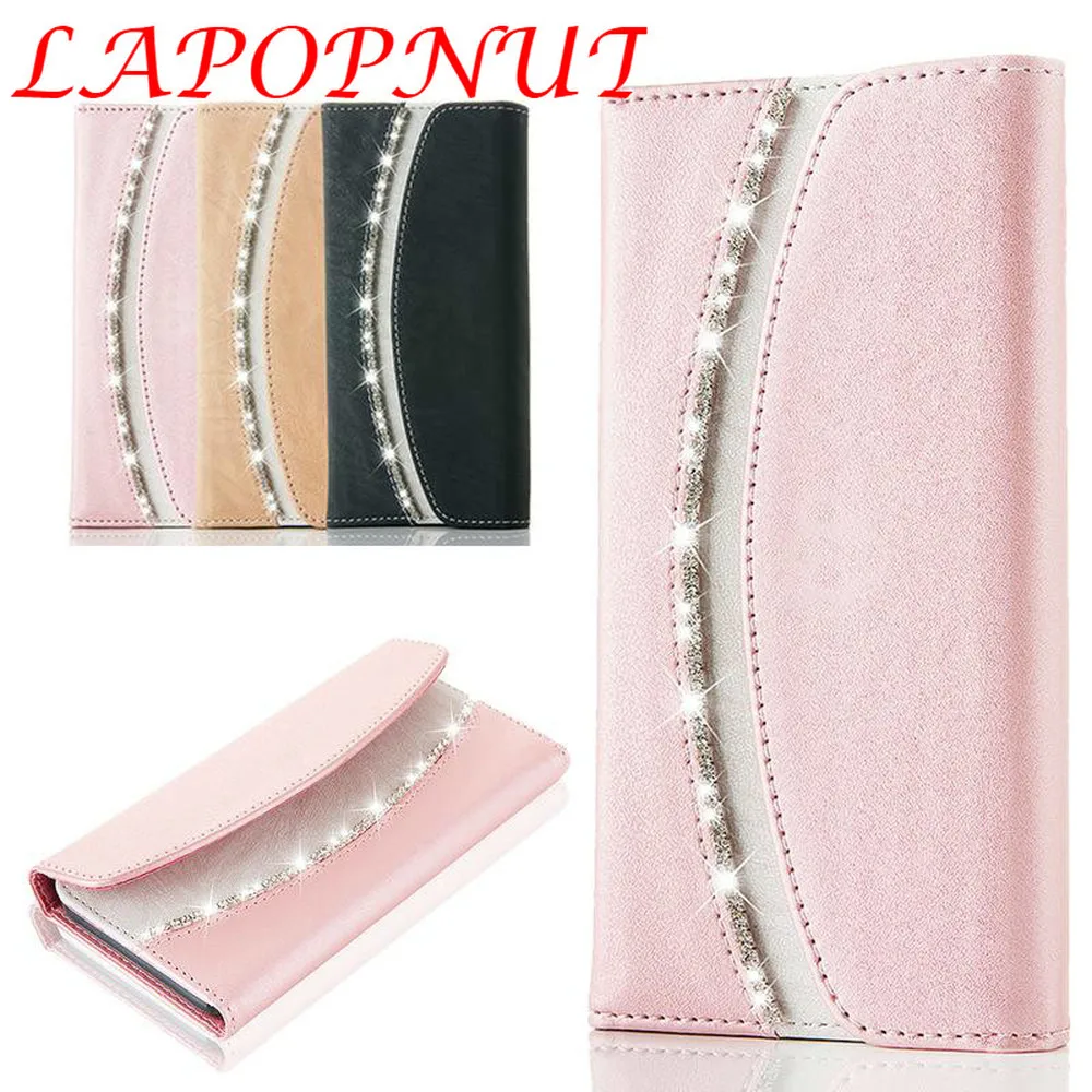 

LAPOPNUT for Samsung Galaxy S10 S9 Plus S8 S10e Note10 5G S7 Edge Premium Leather Card Holder Slots Handbag Purse Flip Cover