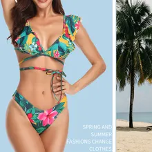 С нагрудной накладкой без стальной поддержки цвет полиэстер Sunmmer пляжный комплект бикини купальник эластичный для девочек