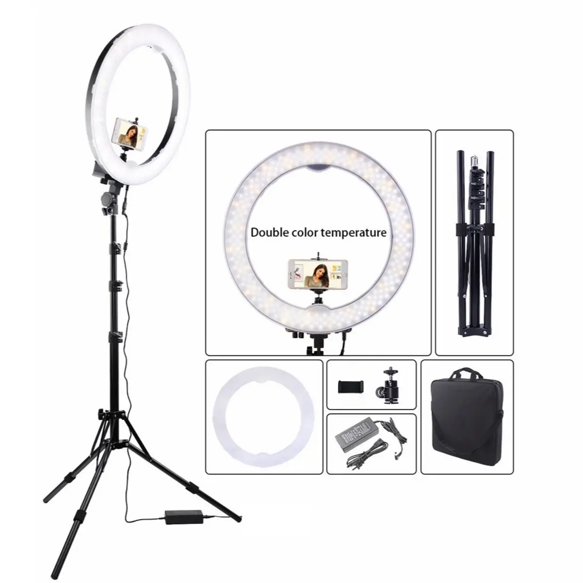 

18'' 55W Photo LED Selfie Stick Ring Fill Light Dimmable Camera Phone Ring Lamp With Stand Tripod Makeup Video Live Studio
