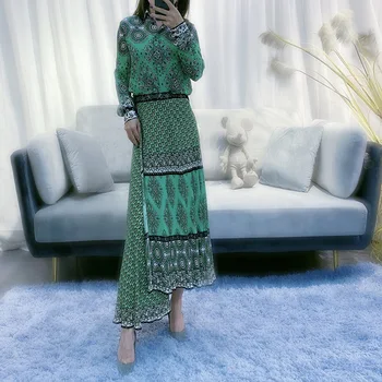 

Women Print Cascading Ruffle Green Wrap Irregular Fashion Wild Skirt 2020 Autumn Winter New