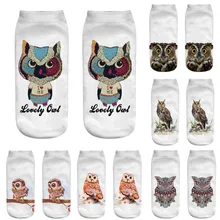 Короткие спортивные носки средней длины с объемным принтом в виде совы удобные теплые носки в стиле Харадзюку для скейтбординга носки женски