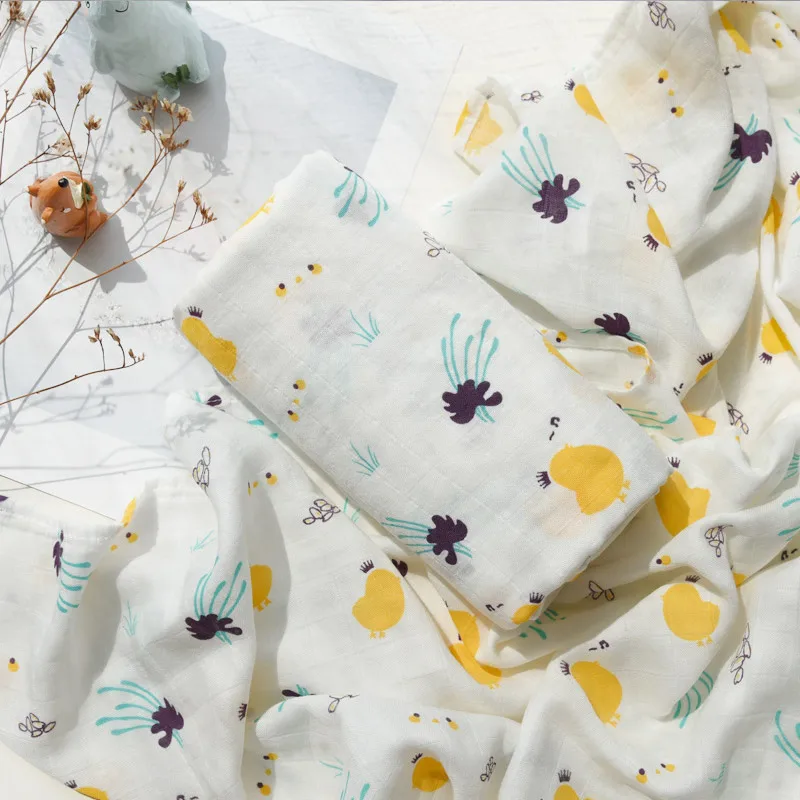 Детское бамбуковое одеяло, зимний детский хлопковый конверт для новорожденных, пеленки, муслин, пеленка, коврик для ванной, полотенце для коляски - Цвет: PJ3718K
