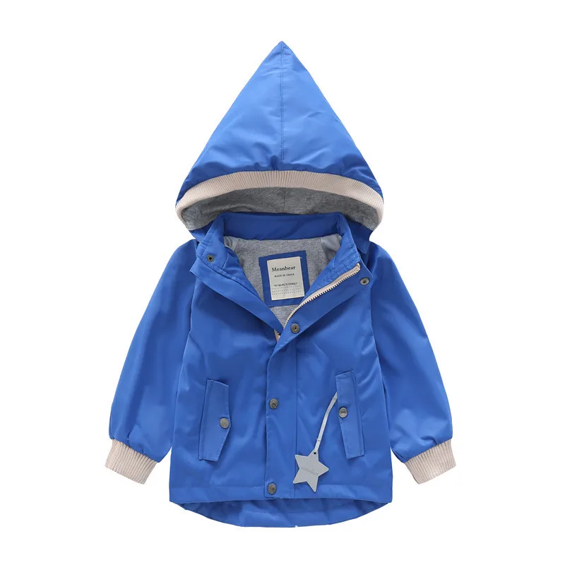 Детский плащ; детские куртки; сезон осень-зима; ветровка для мальчиков и девочек; модная ветрозащитная и непромокаемая куртка; пальто со съемным капюшоном - Цвет: Синий