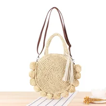 

Vacation Beach Hand Woven Round Ball Portable Crossbody Straw Bag Handbags for Women 2021 Designer Luxury