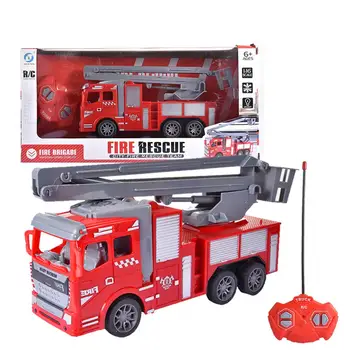 

Remote Control Fire Truck 4-channel Remote Control Manual Ladder Fire Engine Toy Cars Vehicles With Lights For Boys Girls Kids