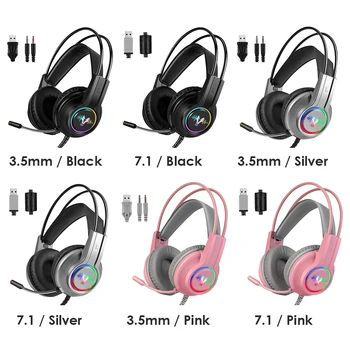 

H200 3.5mm USB 7.1 Wired Gaming Headset Desktop Laptop Computer PC RGB Headphone with Microphone Wired Gaming Headset Earphones