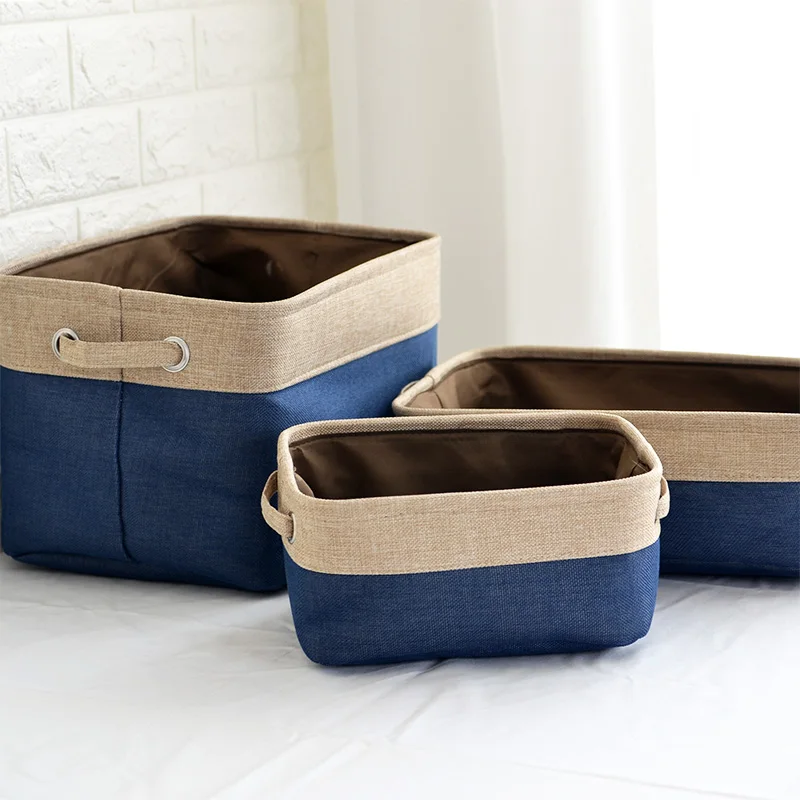 Cover-less Cotton Linen Storage Baskets Double-layer Canvas Clothes Box Compartment Wine Red Large PF91918 | Дом и сад