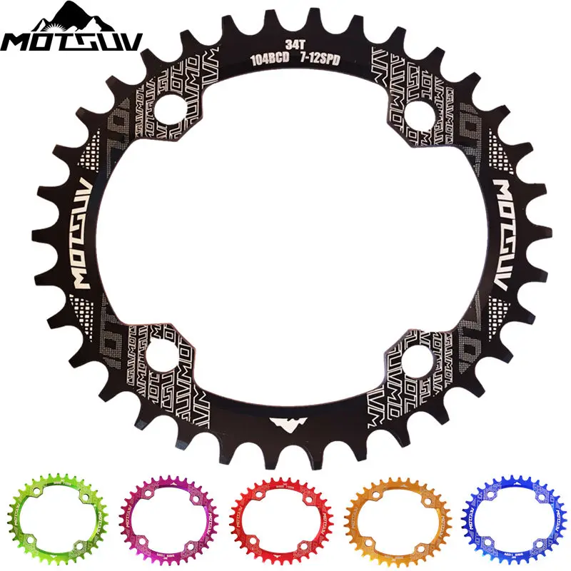 

MOTSUV Bicycle Crank 104BCD 32T/34T/36T/38T Oval Chainring Narrow Wide MTB Bike Chainwheel Circle Crankset Plate Bicycle Parts