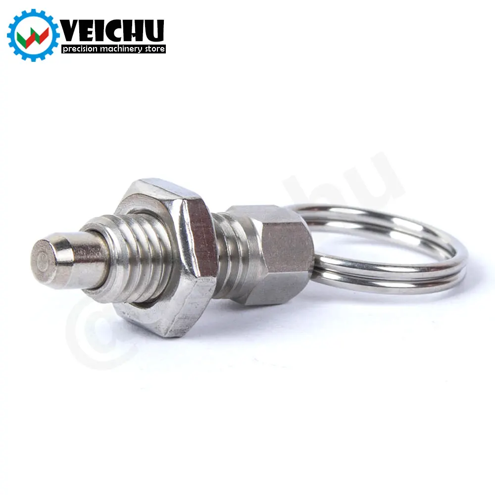 Locking Plungers stainless steel knurled plungers Short Pull Ring Hand Retractable Spring Plungers With Locking Nuts Non Lock-Out Type VCN217