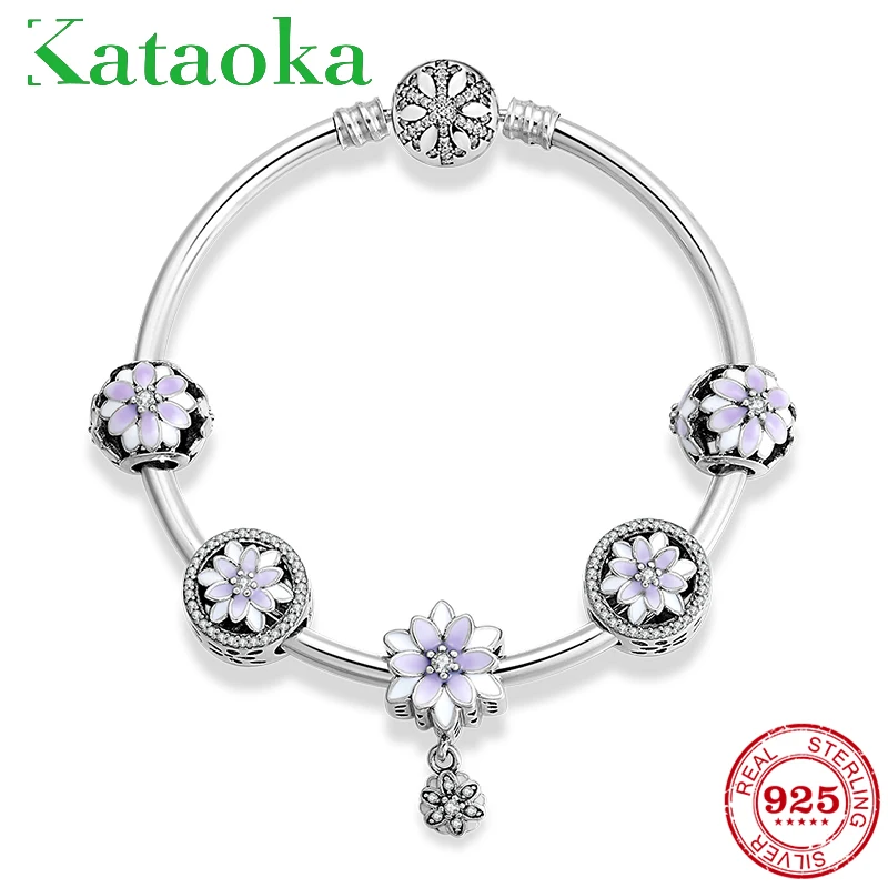 Зимний браслет со снежинками, роскошный 925 пробы серебряный браслет, элегантные браслеты с цветами и бусинами, очаровательные браслеты для женщин на свадьбу