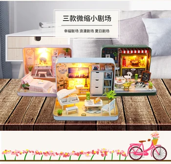 

New Doll house Furniture Wooden Assemble Miniature DIY DollHouse Box theater Kit Toy Best Birthday Gift For Children Girl lover