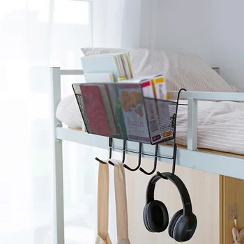 

1*Storage Basket With Hook Students Dormitory Bedside Bed Hanging Storage Basket Hook Corner Shelf Holder Rack Organizer