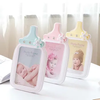 

Baby Bottle Shape Photo Frame Creative Plastic Kids Carousel Picture Frames Birthday Wedding Party Home Desk Decoration Ornament