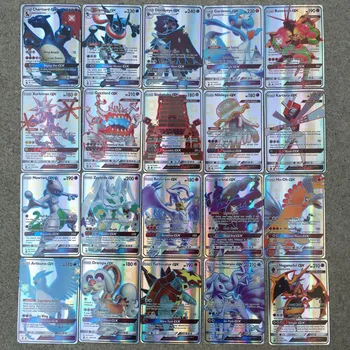 

NEW Pokemon Cards Charizard Blastoise Venusaur Mewtwo TAG TEAM Flash Card Colors Game Collection Cards Children's Gifts