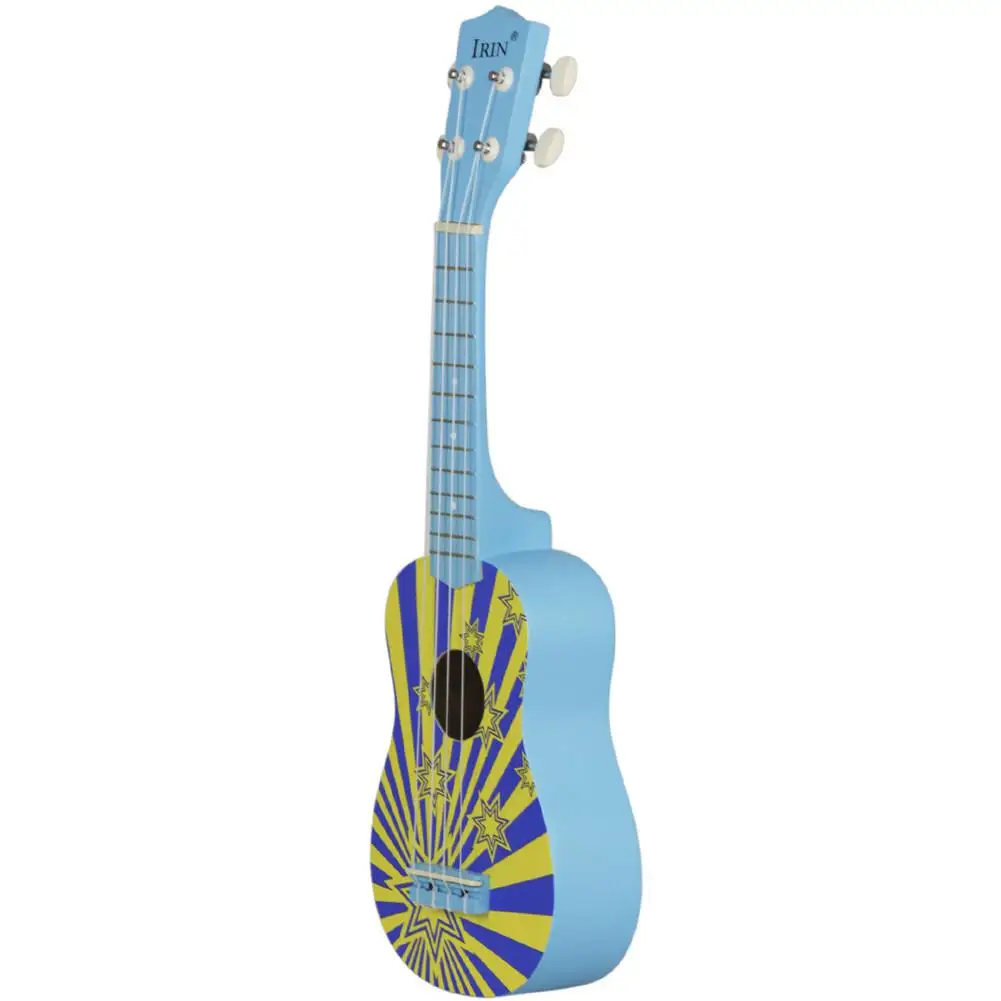 21inch Ukulele Basswood Ukelele Hawaii Guitar 4 Strings Musical Instrument Colorful Flag Pattern Bag Strap String Capo Beginners