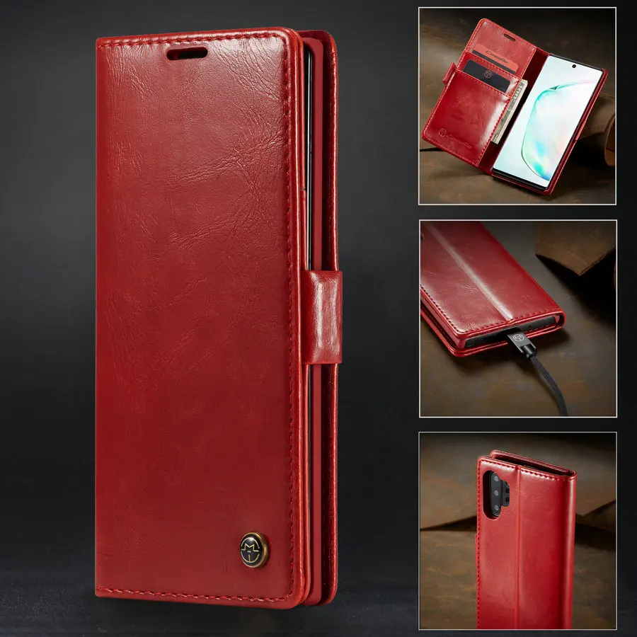 Роскошный чехол CaseMe для Samsung Note 10 Plus Магнитный кожаный чехол-кошелек с откидной