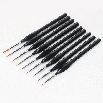 

9pcs Pointed Detail Liner Learning Wooden Handle Cartoon Miniature Model Extra Fine Tip Paint Brush Set Drawing Tool Artist