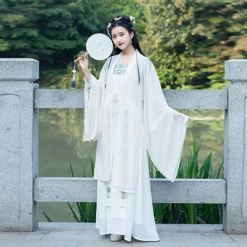 Сценический costumeTraditional Wei Jin Wind китайский женский шифоновый топ с вышивкой на