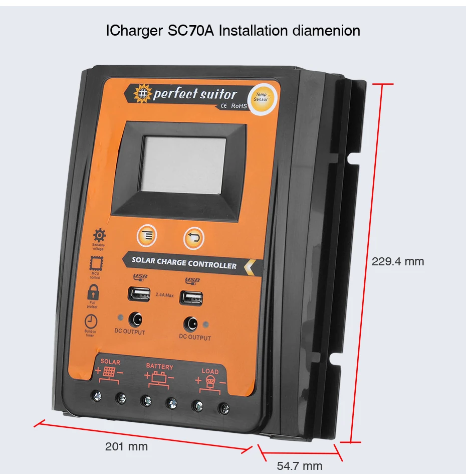 Solar Charge Controller Regulator 12v/24v Auto Dual 30A 50A 70A MPPT Display LCD Solar Charge Controller Regulator 12v/24v Auto Dual 30A 50A 70A MPPT Display LCD