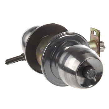 

Stainless Steel Round Door Knobs Handle Entrance Passage Lock Entry with Key New