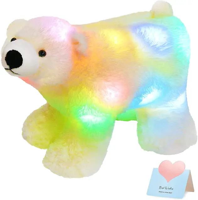 Glow Guards Light up Stuffed Polar Bear Plush Toy with Colorful Night Lights Sing Easter Birthday Children's Day Gifts for Kids