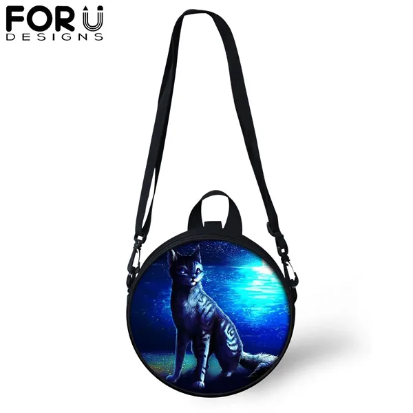 FORUDESIGNS/винтажная Готическая круглая сумка на плечо для девочек-подростков, женская, детская, черная, с принтом кота, сумка через плечо, рюкзак - Цвет: CDGX1415I