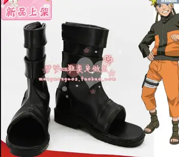 

Anime Naruto Uzumaki Naruto Cosplay Shoes Black Peep Toe Boots Custom Made