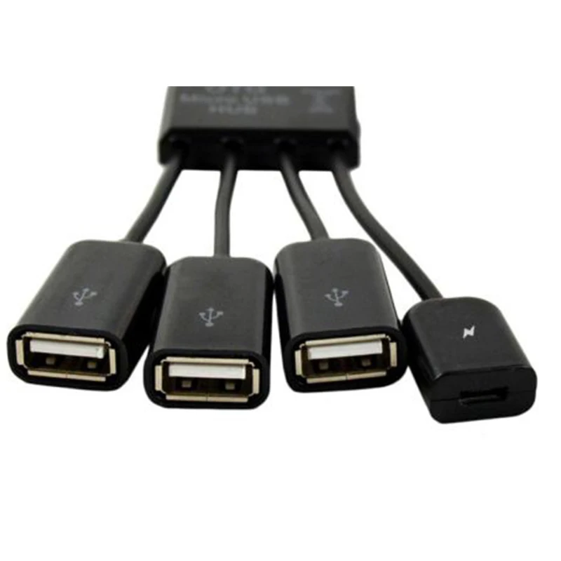 Черный 4 в 1 Micro USB концентратор мужчин и женщин три USB 2,0 хост OTG адаптер концентратор зарядный кабель Micro кабель для samsung планшета и т. Д