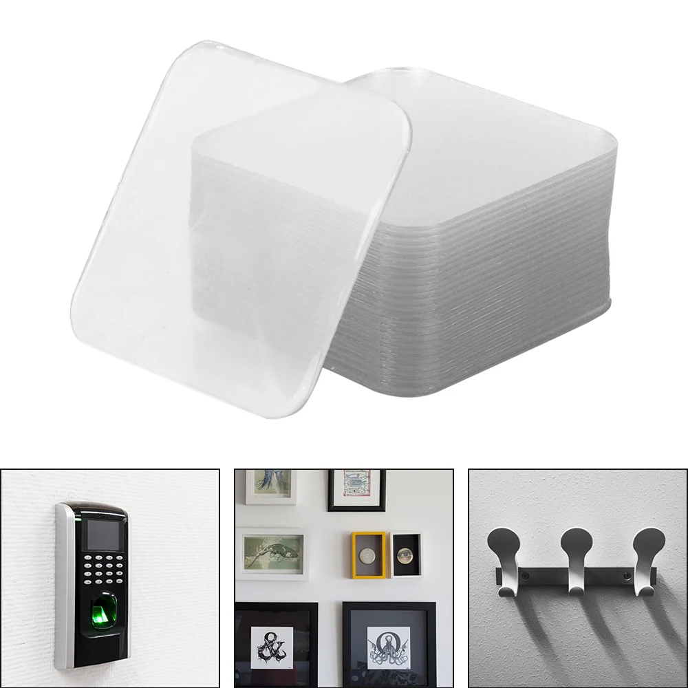 

Bathroom Waterproof Sticker 50/100Pcs Transparent Suction Cup Photo Wall Auxiliary Strong Non-Mark Sticker Two-Sided Sticky