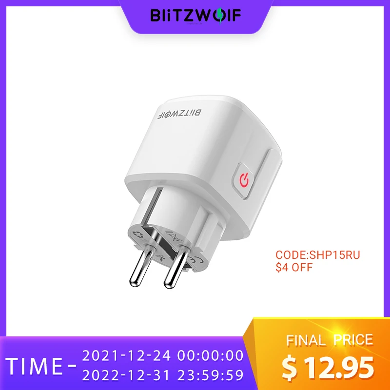  BlitzWolf BW-SHP15 ZigBee3.0 16A ЕС Plug Smart Socket Power Outlet APP Удаленный монитор Работа Умный дом с Alexa Google Home для Xiaomi Electricity Monitor 