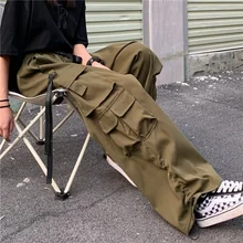 

Multi Pocket Cargo Pants Men's Autumn And Winter Hip Hop Male Trousers Sweatpants Khaki Ins Trendy Wide Leg High Waist Pants
