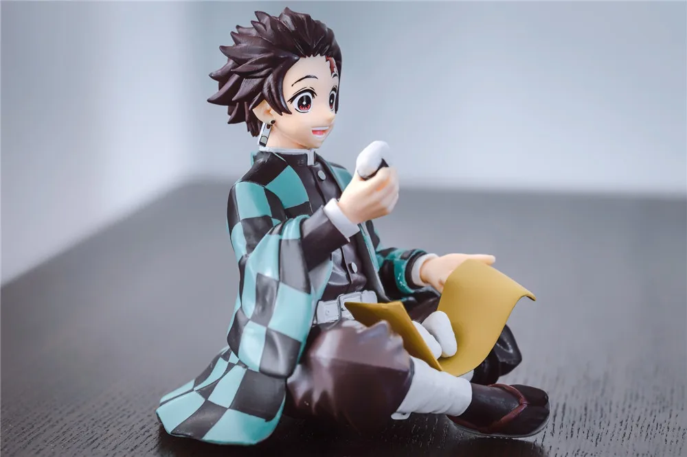 Naa Anime Demon Slayer Tanjirou Eat Rice Balls Cute Sitting Ver PVC Action  Figure Shinob Zenitsu