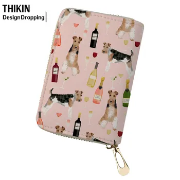 

THIKIN Wire Fox Terriers Dog Printing Women Card&ID Holders Card Cute Business Credit Wallets Ladies PU Leather Passport Card