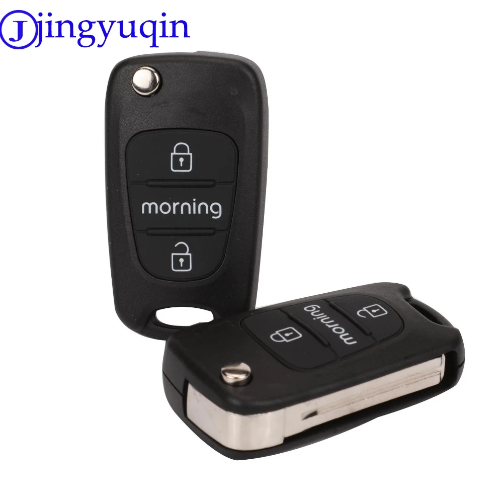 

jingyuqin 3 Buttons Flip Floding Remote Key Shell Fob For Kia Picanto Car Keys Blank Case Cover key shell