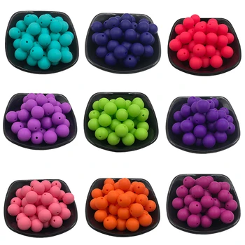 

50Pcs/Lot Silicone Beads 12mm Silicone Loose Beads Teething Necklace Food Grade Mom Nursing DIY Jewelry Baby Teethers Accesories
