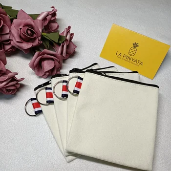 

4 pcs Pure White Color Craft Canvas Bag Creative Economic Personality zipper Phone Bag coin Purse Pouches DIY Craft Bag