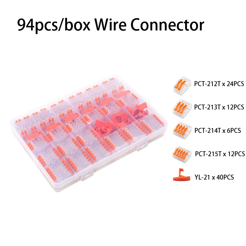 94 шт смешанные в штучной упаковке Укрась свою PCT-412-212/213/214/215 Тип провода компактный Универсальный разъем клеммной колодки с фиксацией аксессуары