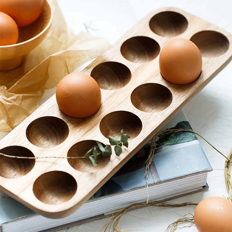 Nordic Style Natural Acacia Wood Egg Storage Box Refrigerator Accessories  Decor Holder Countertop Tray Kitchen - AliExpress