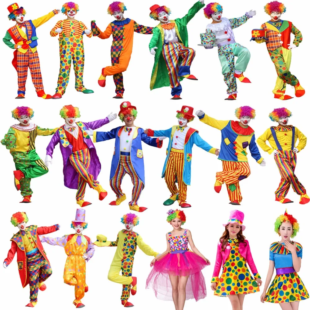 Kopen Umorden Halloween Kostuums Volwassen Grappige Circus Clown Kostuum Naughty Joker Nar Uniform Fancy Dress Cosplay Voor Mannen Vrouwen