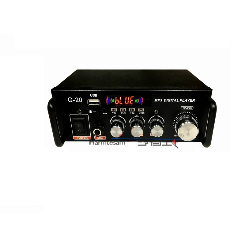 Стерео аудио усилитель музыкальный приемник Powstro Smart Digital HiFi Bluetooth USB FM 12 В/220 В Инфракрасный контроль усилитель для дома и автомобиля