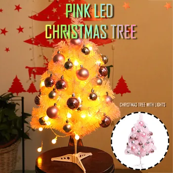 

Christmas Decorations for Home Pink Mini Christmas Tree Desktop Decoration String Light 2021 Xmas Ball Kerst Navidad Gift Garden