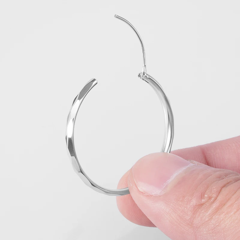 Hoop Earring for Women Girl Silver Color Metal Earrings Big Round Circle Smooth Huggie Fashion Simple Large Ear Ring Jewelry Gif