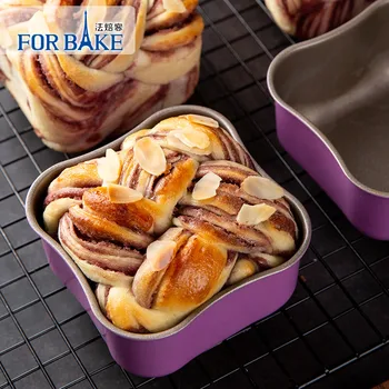 

FOR BAKE 4 pcs Square Carbon steel Non-stick Cake Toast Bread Mold Deepen The Baking Sheet Hand Tear Bread Square Baking Molds