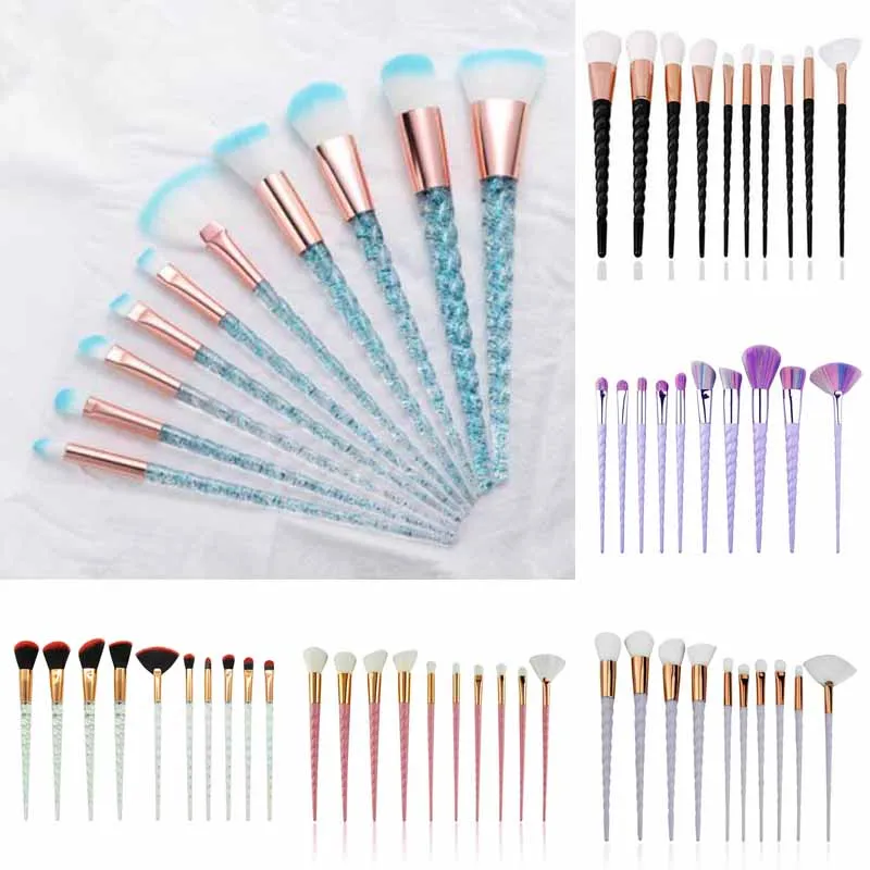 

Unicorn Makeup Brushes Sets Maquiagem Foundation Powder Cosmetic Blush Eyeshadow Women Beauty Glitter Make Up Brush Tools 10pcs