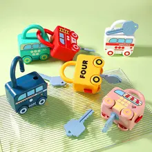 

Children Montessori Toys Cartoon Car Unlocking Game Number Matching Counting Sensory Educational Learning Locks Teaching Aid Toy