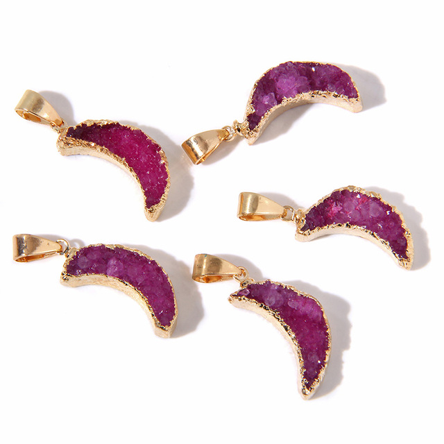 Druzy Stone Pendants Irregular Crystal Winding Pendant Agates Quartzs Aventurine Amethysts Charms For Necklace Jewelry