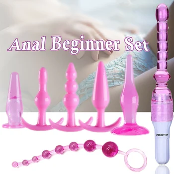 7pcs Set Vibrator Dildos Anal Beads Butt Plug Adult Exotic Sex Toys For Women Couples Vaginal Clitoris Stimulator Magic Wand 2