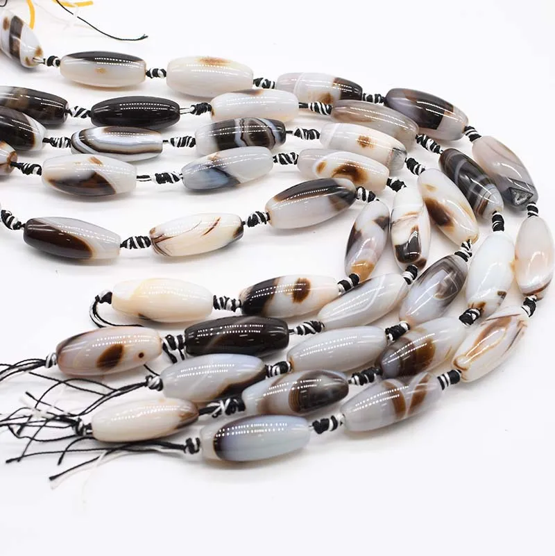 2strands/lot Natural ivory pattern Agate Oval loose beads For DIY Bracelet Necklace Jewelry Making Strand 15