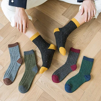 

New Stripe Men's Socks Cotton Long Warm Socks Man Casual Happy Socks Christmas Calcetines meias